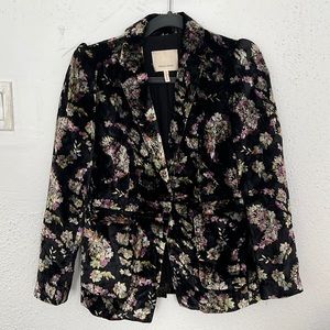 Rebecca Taylor Floral Print Velvet Blazer
